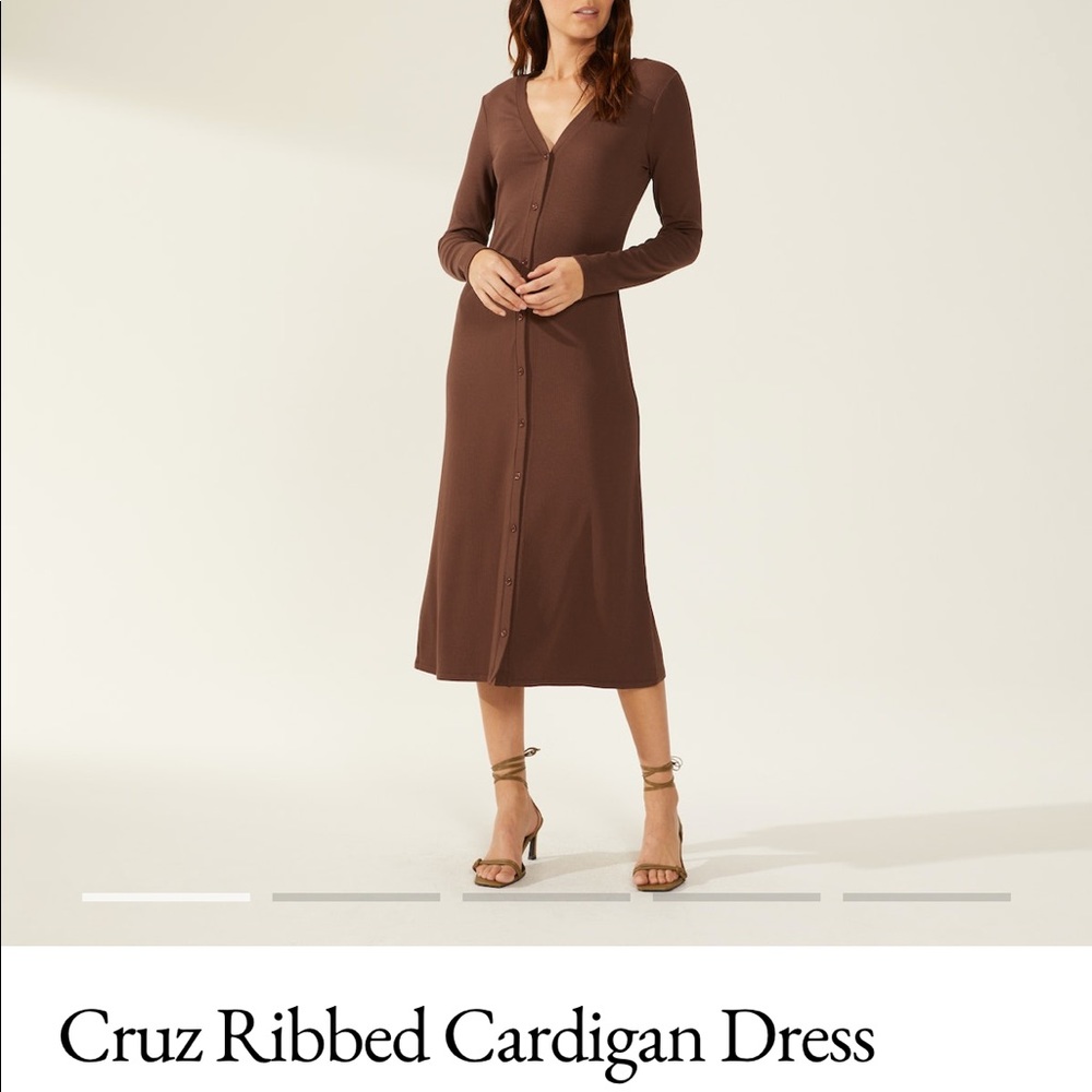 Italic Brown Ribbed Cardigan Dress